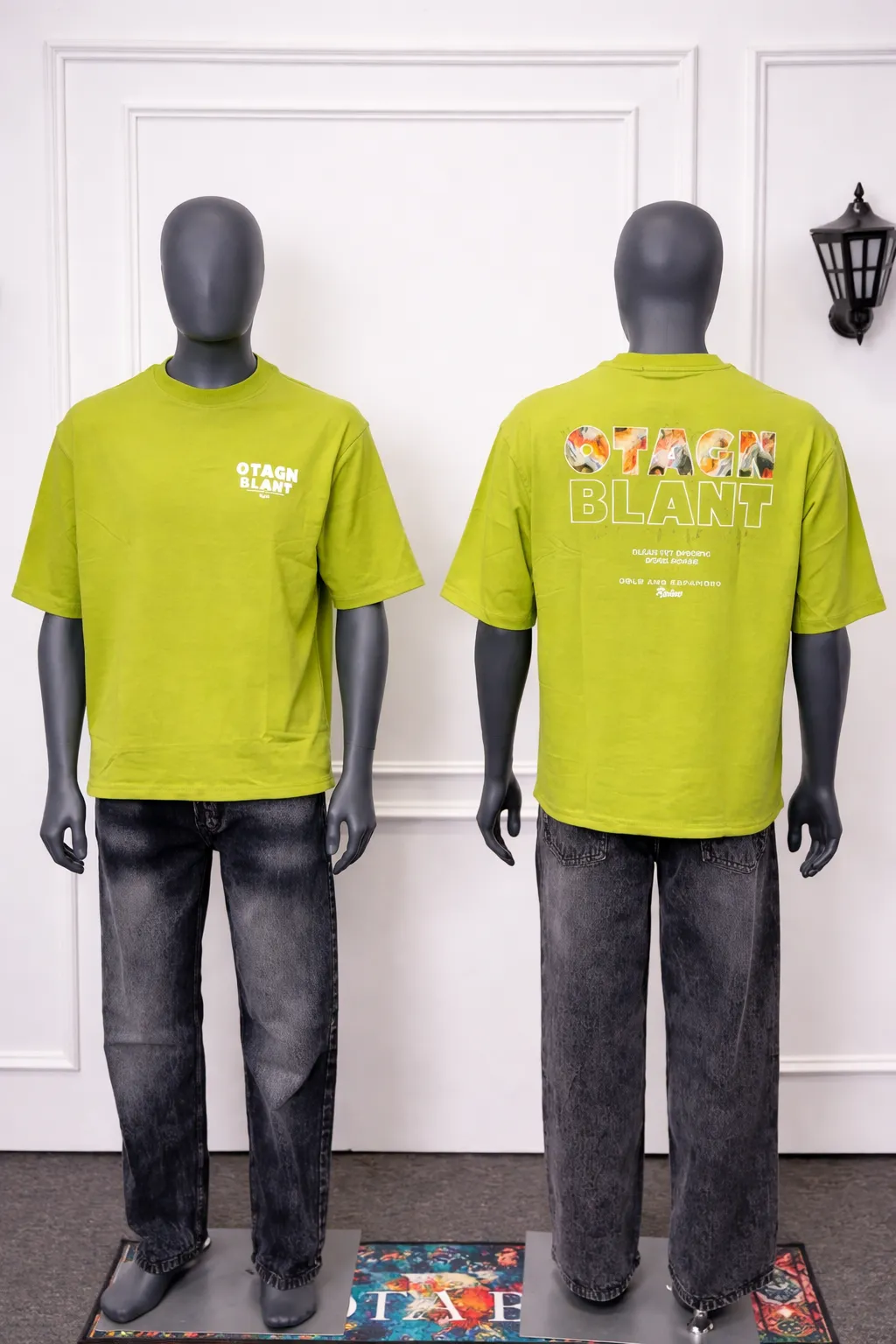 Men's Lime Green Graphic Oversized T-Shirt